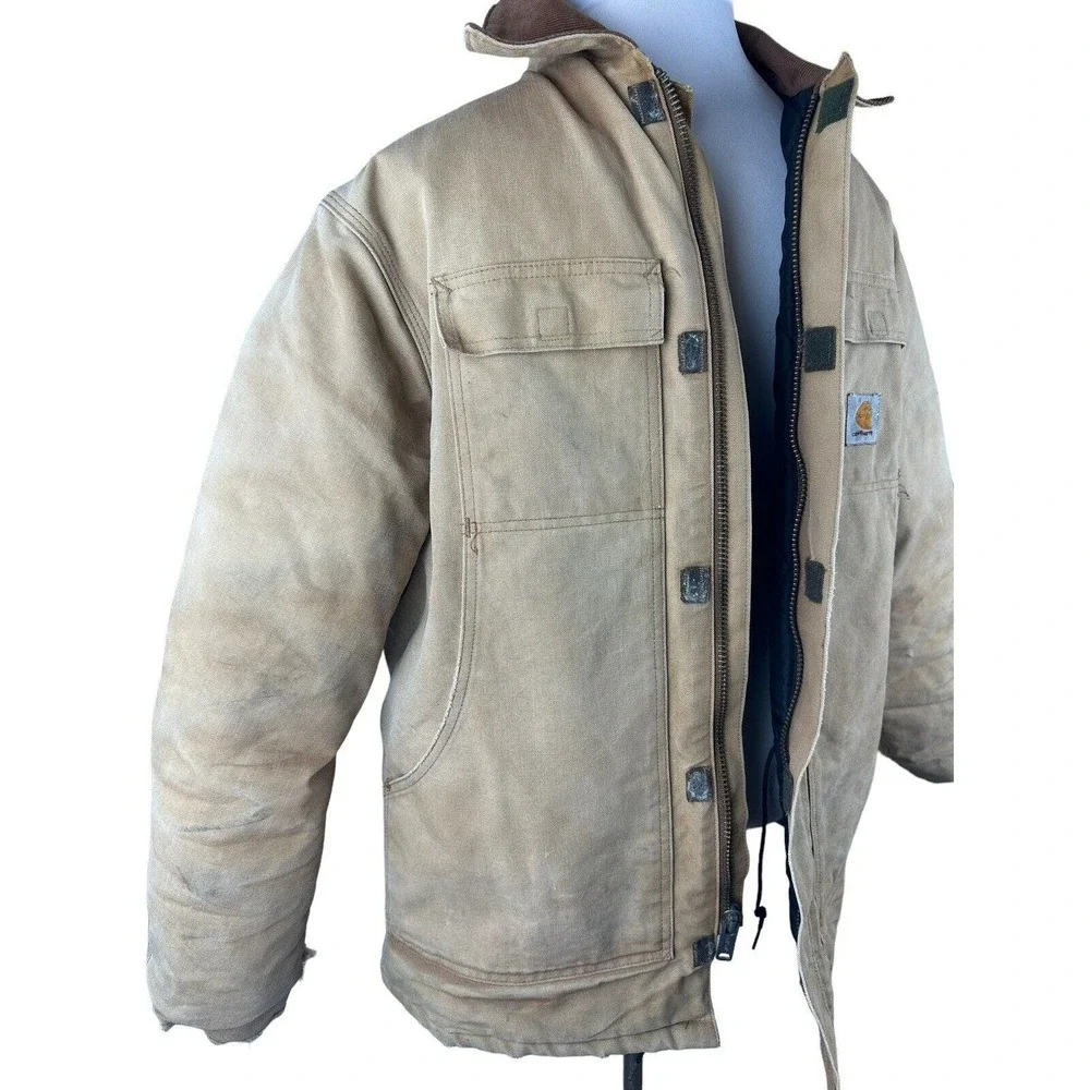 Vtg Carhartt Coat Men's 46 Quilt Lined CQ186 CQ185 Chore Ranch Corduroy Collar - Picture 2 of 16